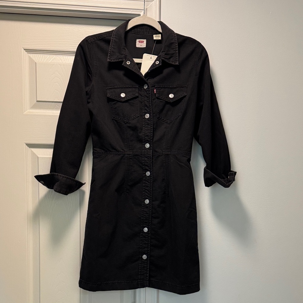 Levi's Black Long Sleeve Shirt Dress